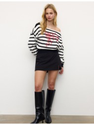 stradivarius πλεκτό πουλόβερ με ρίγες angel εκρού s