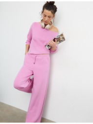 stradivarius φούτερ με ανοιχτό ώμο και απαλή υφή ροζ της τσιχλόφουσκας xl