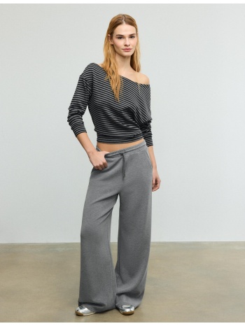 stradivarius φούτερ με ακάλυπτο ώμο και απαλή υφή γκρι m