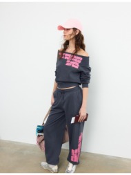 stradivarius φούτερ με λαιμόκοψη «βάρκα» ανθρακί m