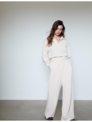 stradivarius παντελόνι βραδινό απαλής υφής πέτρα 34