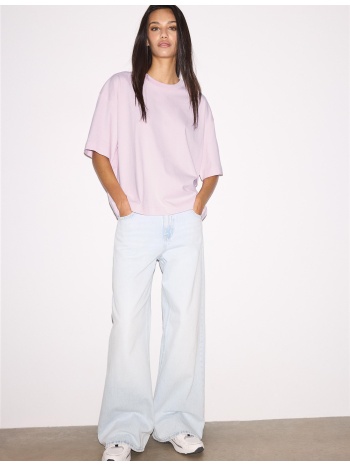 stradivarius κοντομάνικη μπλούζα oversize παστέλ ροζ xs