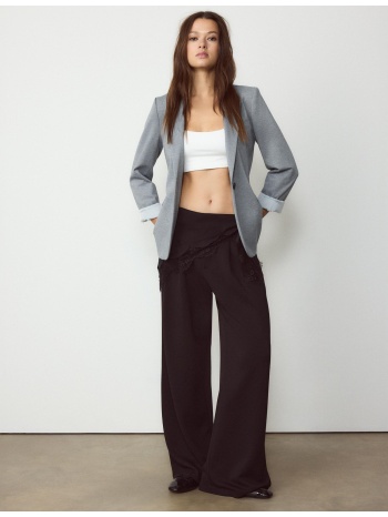 stradivarius αμερικάνικη μπλούζα slim fit γκρι μελανζέ s