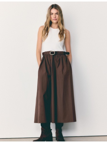 stradivarius μίντι φόρεμα από δύο υλικά χωρίς μανίκια με