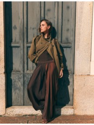 stradivarius παντελόνι βράκα με σούπερ όγκο καφέ s