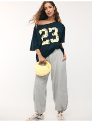 stradivarius παντελόνι jogger μπαλούν φούτερ γκρι μελανζέ l