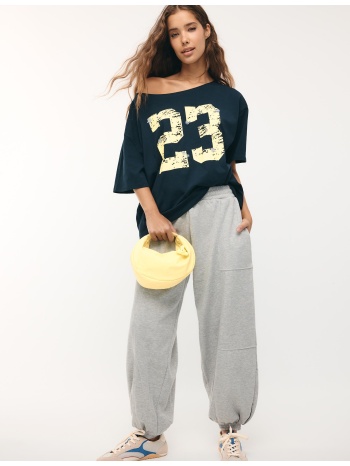 stradivarius παντελόνι jogger μπαλούν φούτερ γκρι μελανζέ l