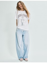 stradivarius μπλούζα bugs bunny με δαντέλα βανίλια m