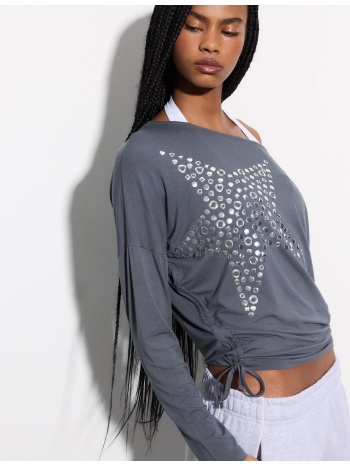 stradivarius μπλούζα με αστέρι και τρουκς 0-252 xl