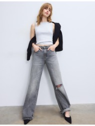 stradivarius τζιν παντελόνι d92 σε ίσια γραμμή με φαρδιά γραμμή γκρι ανοιχτό 32