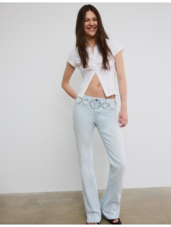 stradivarius d67 jeans slim bootcut μπλε ντένιμ 34