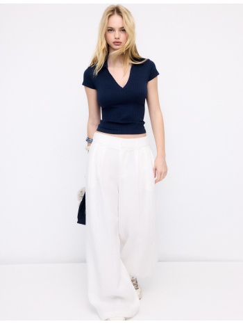 stradivarius βασική μπλούζα πόλο χωρίς ραφές σκούρο μπλε xl