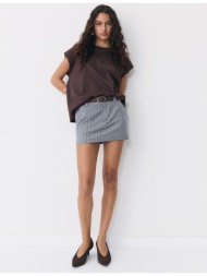 stradivarius μίνι φούστα-σορτς με ζώνη γκρι μελανζέ l