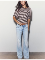 stradivarius τζιν bootcut εφαρμοστό χαμηλόμεσο γαλάζιο 32