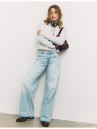 stradivarius βασικό πλεκτό πουλόβερ με απαλή υφή γκρι περλέ s