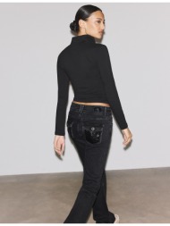 stradivarius τζιν χαμηλόμεσο με παγέτες σκούρο γκρι 38