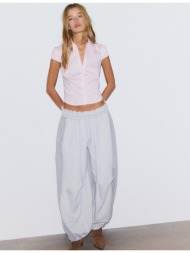 stradivarius εφαρμοστό πουκάμισο με κοντό μανίκι παστέλ ροζ m