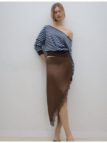 stradivarius ασύμμετρο πλεκτό πουλόβερ μπλε ρουαγιάλ m