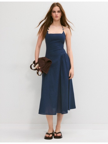 stradivarius μίντι φόρεμα halter με λεπτομέρεια από χάντρες