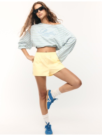 stradivarius ριγέ μπλούζα με μακρύ μανίκι βανίλια m