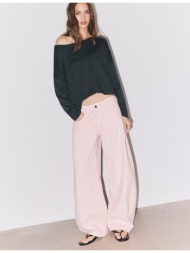 stradivarius κοντό πουλόβερ ζέρσεϊ με λαιμόκοψη χαμόγελο 0-252 s