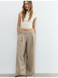 stradivarius παντελόνι με πιέτες και αλυσίδα tencel 0-456 42