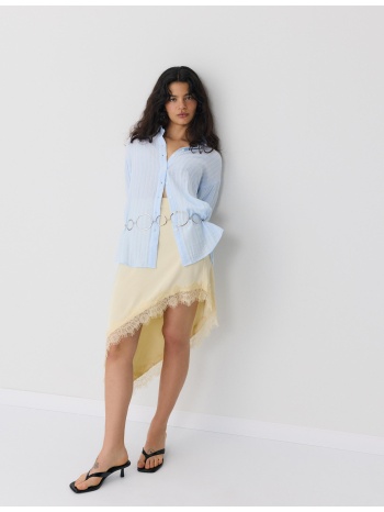 stradivarius μπλούζα basic με διπλό ύφασμα σιέλ s