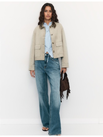 stradivarius μπουφάν με τσέπες από συνθετικό σουέντ πέτρα m