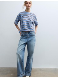 stradivarius ριγέ κοντομάνικη μπλούζα μπλε ρουαγιάλ l