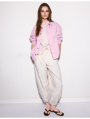 stradivarius τζάκετ με κολλητές τσέπες φλούο ροζ m