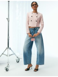 stradivarius κοντό σακάκι με στρογγυλή λαιμόκοψη παστέλ ροζ m