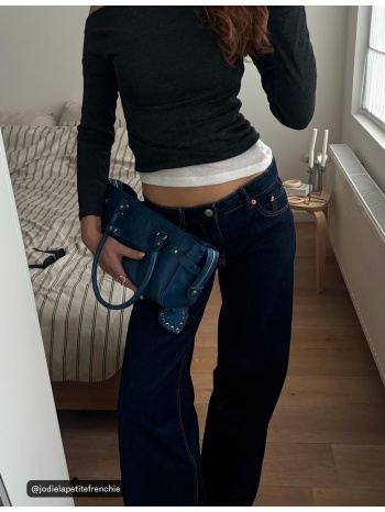 stradivarius ασύμμετρη διπλή μπλούζα ανθρακί s