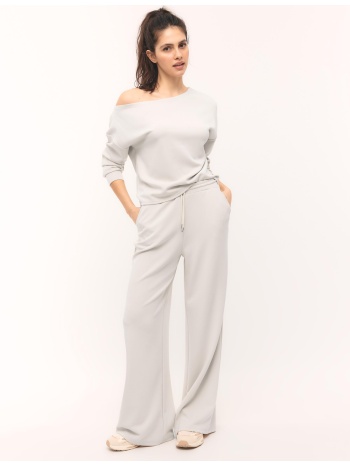 stradivarius παντελόνι jogger palazzo απαλής υφής πέτρα m