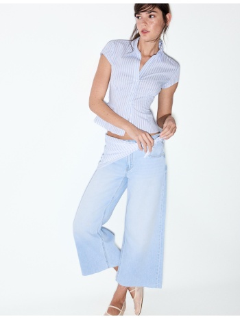 stradivarius τζιν culotte με λεπτομέρεια μαντήλι γαλάζιο 40