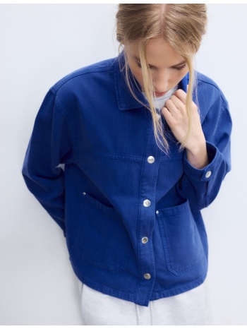 stradivarius τζάκετ με κολλητές τσέπες μπλε ελεκτρίκ xs σε προσφορά