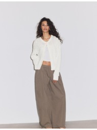 stradivarius πλεκτή ζακέτα με κουμπιά και πλέξη κοτσίδα εκρού l