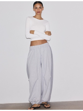 stradivarius μακρυμάνικη μπλούζα από πολυαμίδιο λευκό xs