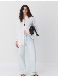 stradivarius μπλούζα βασική διπλή ύφανση λευκό xl