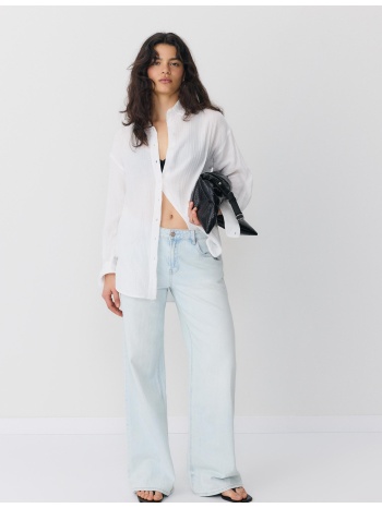 stradivarius μπλούζα βασική διπλή ύφανση λευκό xl