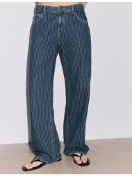 stradivarius jeans baggy κανονική μέση ριγέ γαλάζιο 34