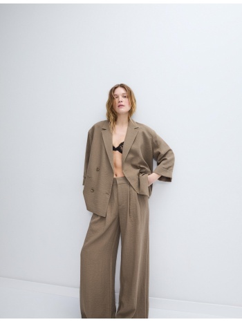 stradivarius ρουστίκ παντελόνι wide με ρυθμιζόμενα κουμπιά