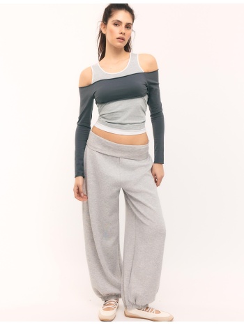 stradivarius μπλούζα με μακρύ μανίκι γκρι m