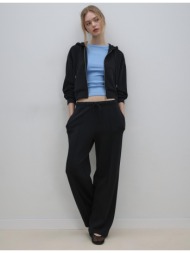 stradivarius φούτερ με φερμουάρ και απαλή υφή μαύρο l