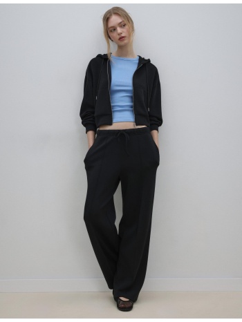 stradivarius φούτερ με φερμουάρ και απαλή υφή μαύρο l