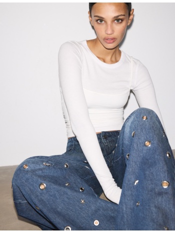 stradivarius τζιν παντελόνι barrel με eyelets σκούρο γκρι 32