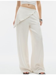 stradivarius παντελόνι tencel με μαντήλι εκρού l