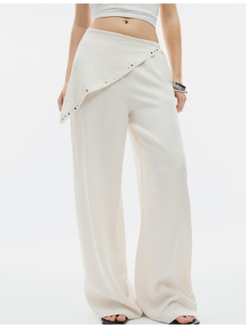 stradivarius παντελόνι tencel με μαντήλι εκρού l