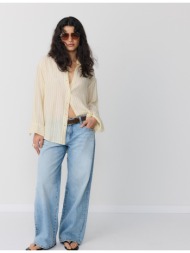 stradivarius βασικό πουκάμισο διπλής ύφανσης χρυσαφί m