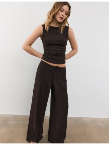 stradivarius μπλούζα με σούρες καφέ xl