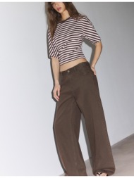 stradivarius τζιν wide leg καφέ 34